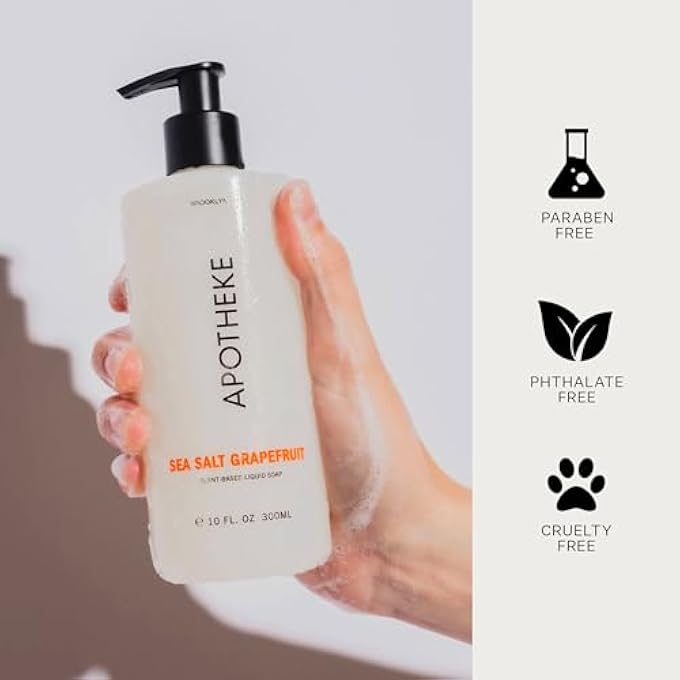 APOTHEKE LIQUID SOAP - PLANT-BASED (10FL OZ) - MADE IN THE USA (SEA SALT GRAPEFRUIT) - Image 5